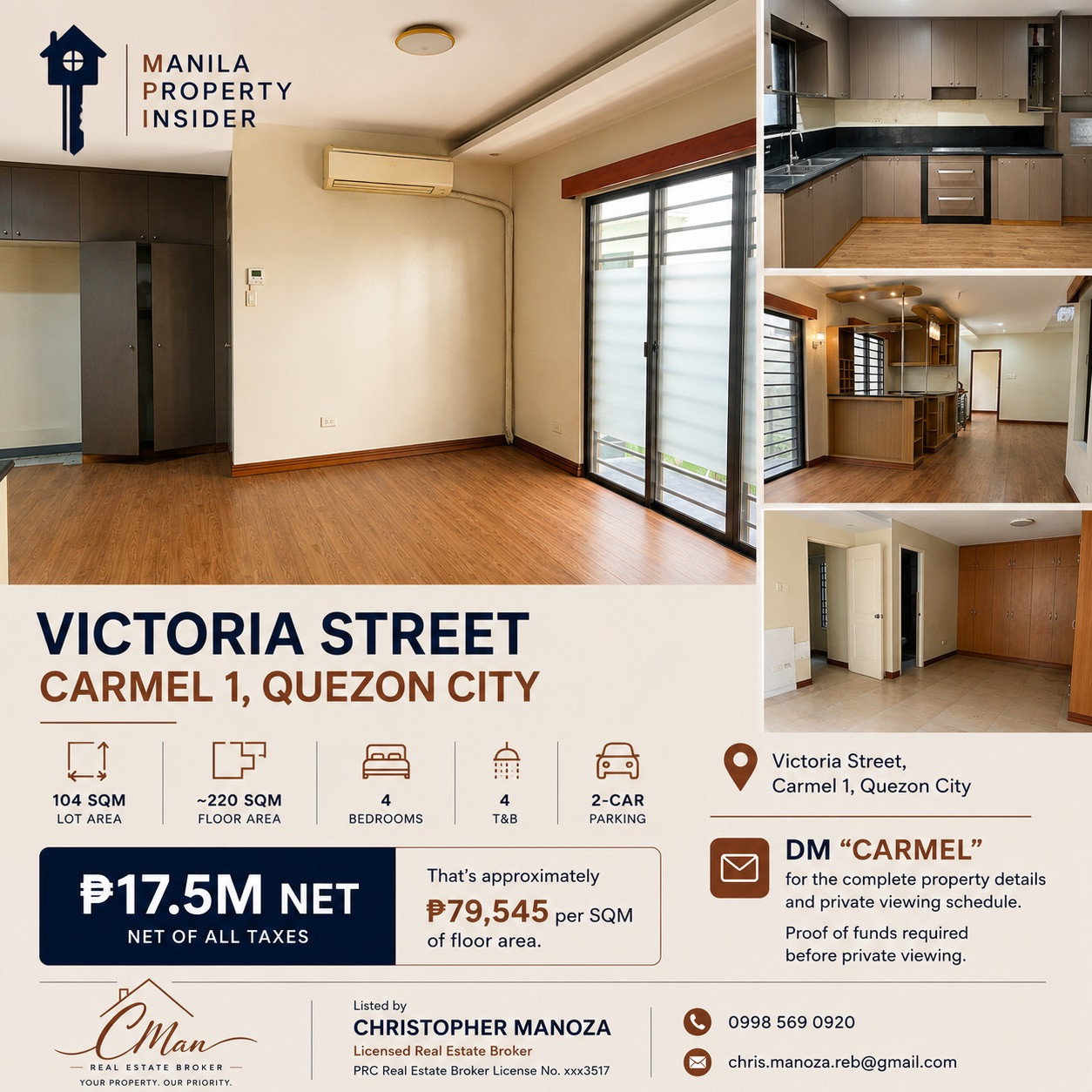 4-Bedroom Townhouse for Sale in Carmel 1, Quezon City — 220 SQM | ₱17.5M Net